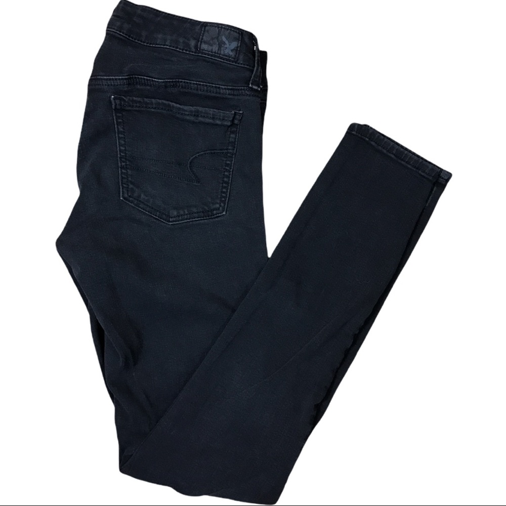 American Eagle Faded Black Skinny Jeggings 4